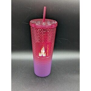 Starbucks Disney World Parks Cinderella Castle Red Purple Studded Tumbler New